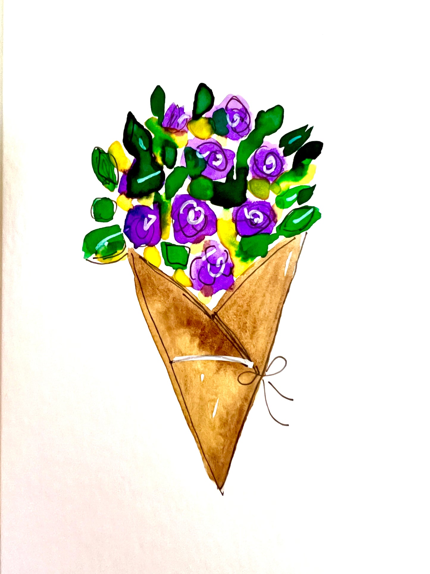 Flower Bouquet greeting card - Hand-painted A6