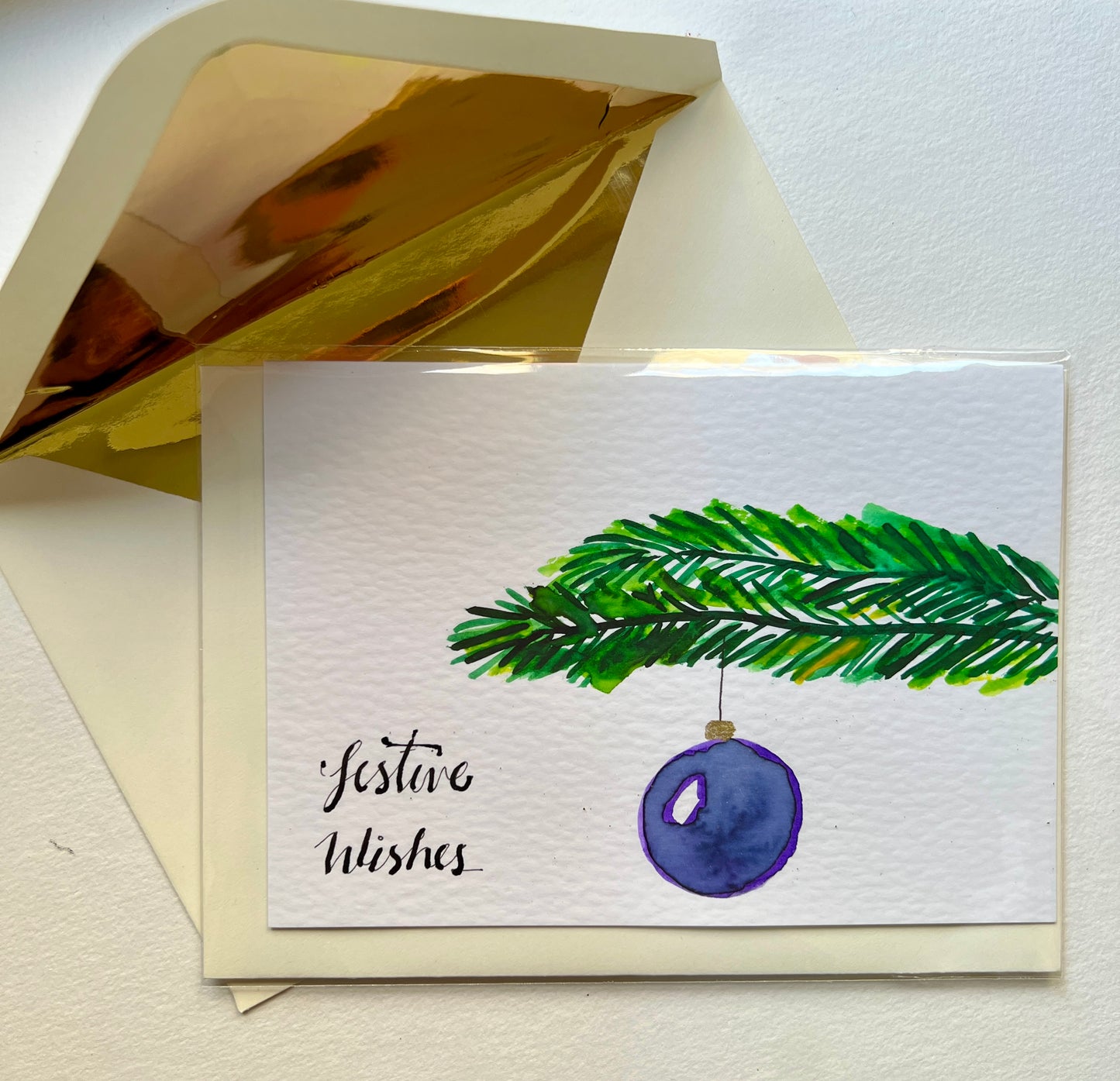 Hand-Painted Christmas Bauble on Tree