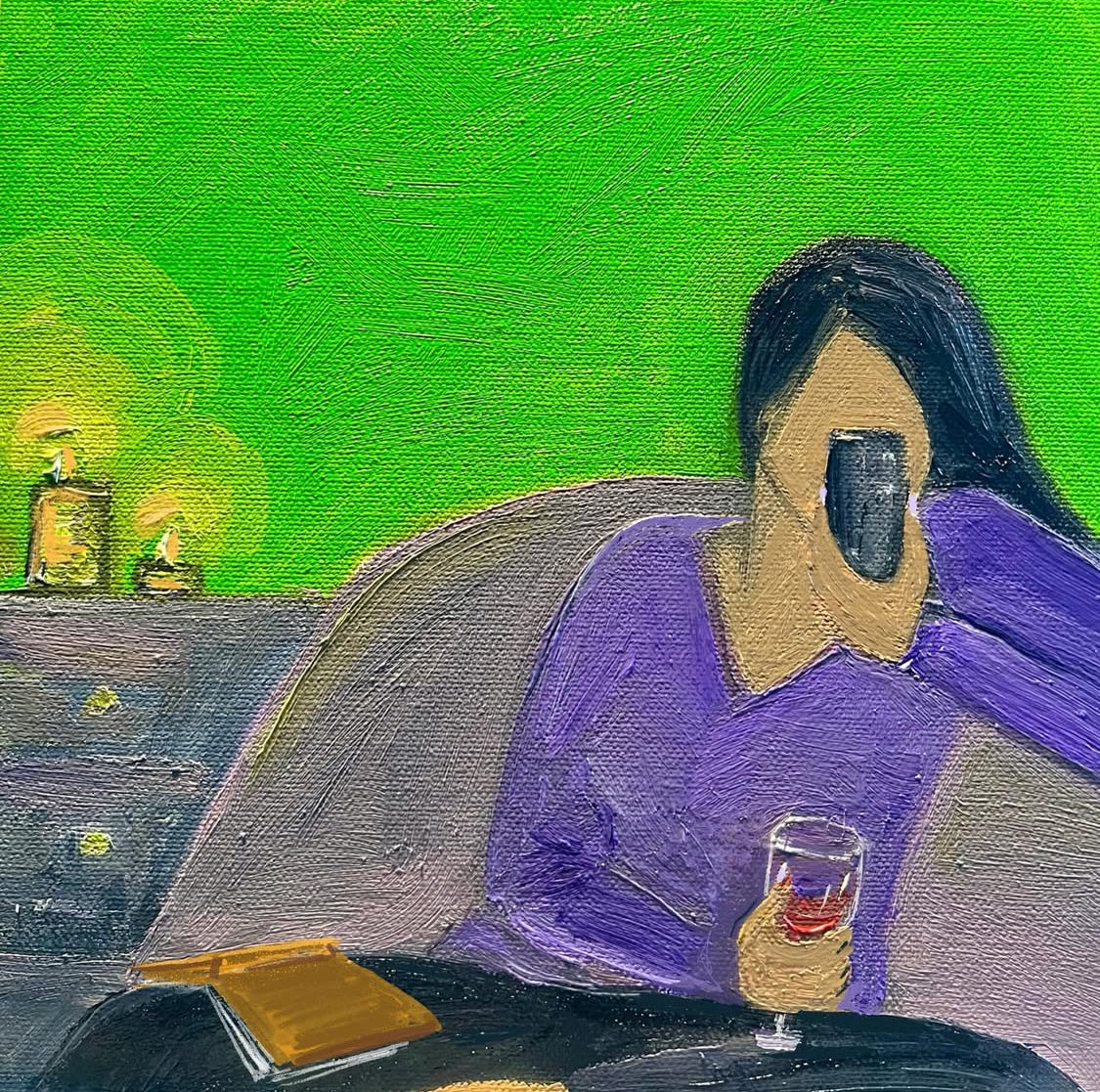 Woman with Red wine Oil Painting | Original Art signed by artist | Modern Art