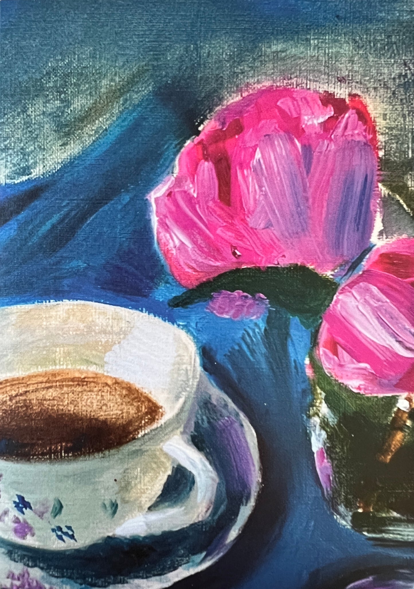 Tea Cup and Roses Greeting card | Fine Art original Print