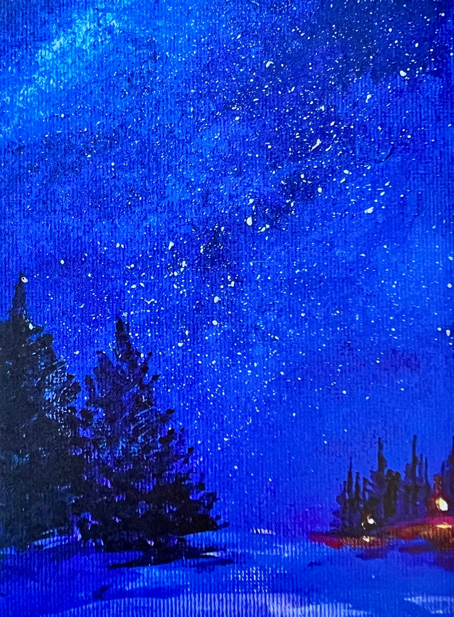 Snowy Night Christmas Greeting card | Fine Art original Print
