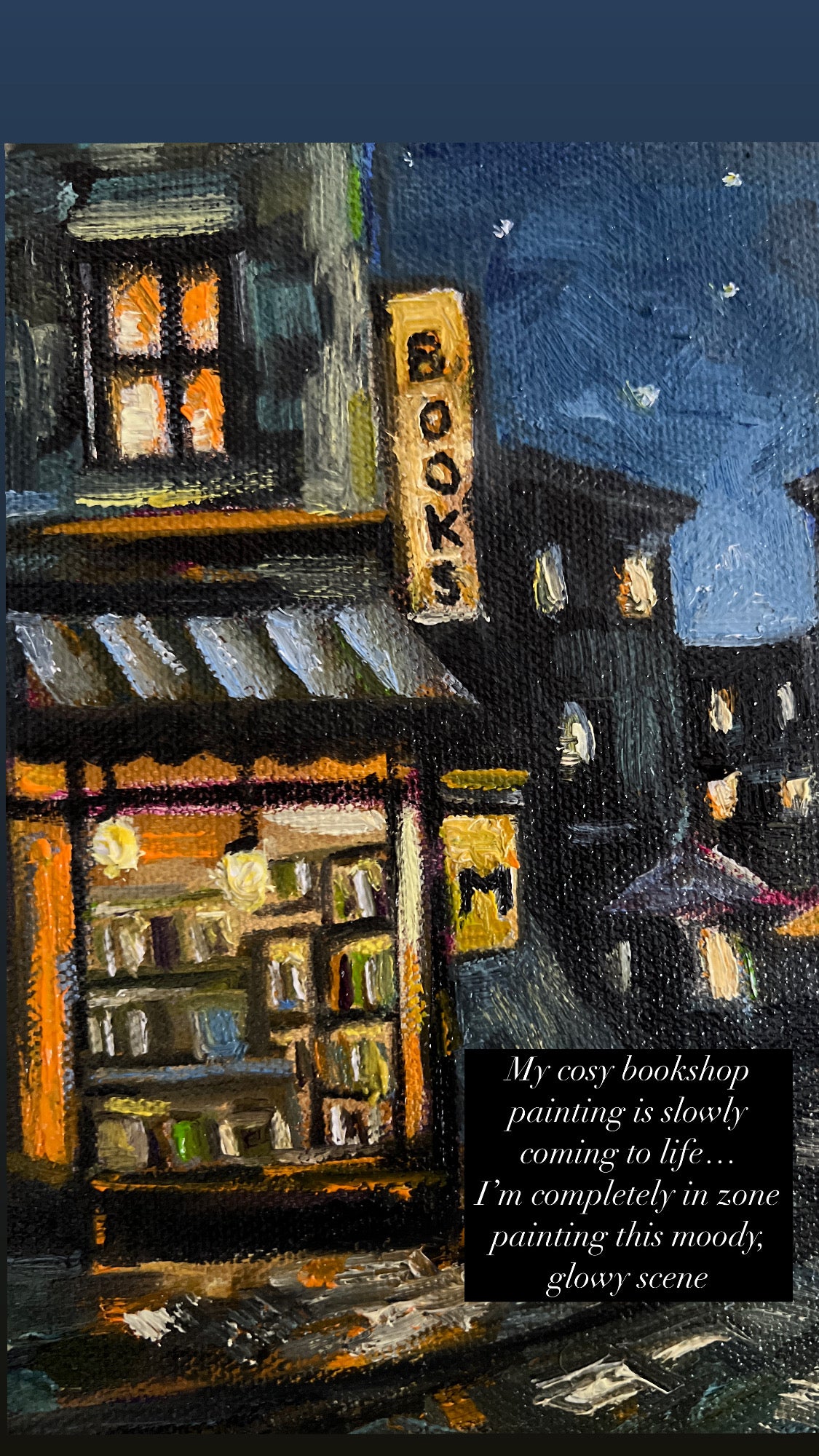 Bookshop Oil Painting | Framed Artwork | Moments oil painting