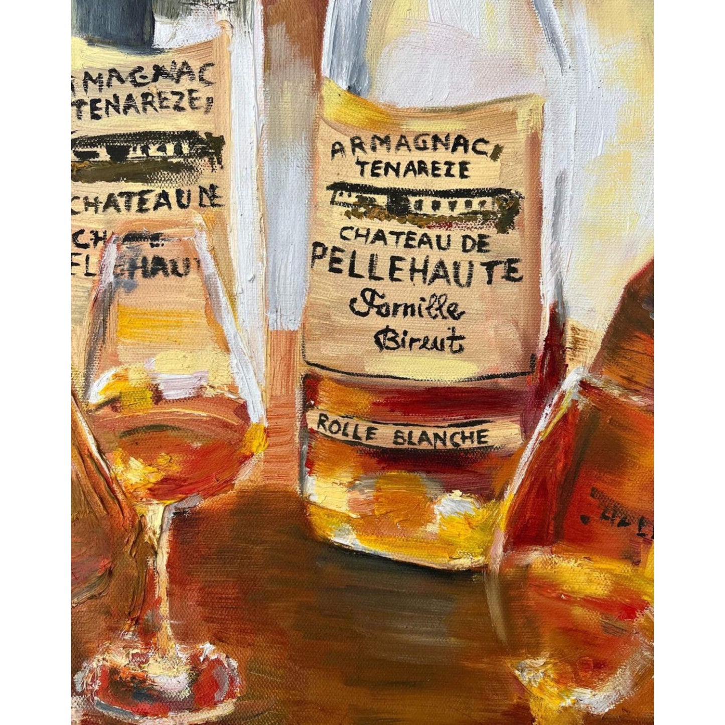 Amber Hues of Armagnac Oil Painting: The World's Oldest Brandy