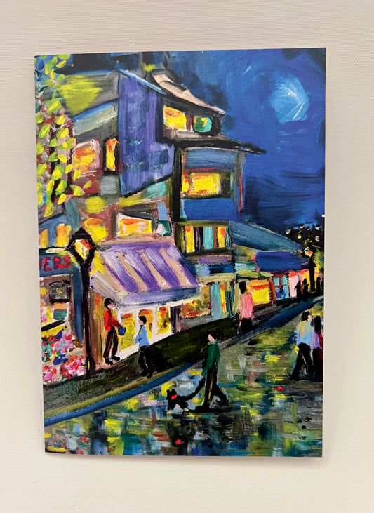 Walking with my dog Greeting card | Fine Art original Print