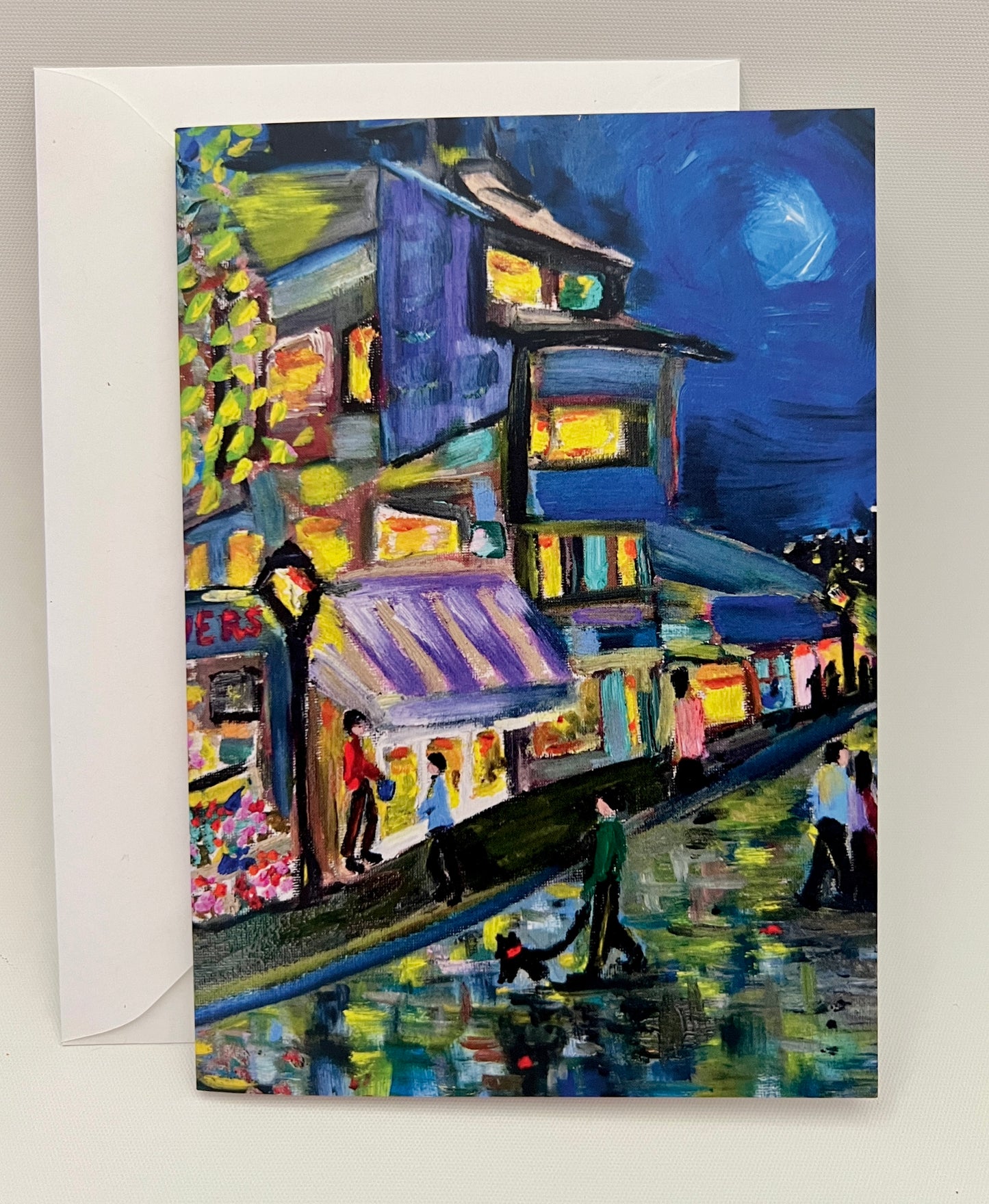 Walking with my dog Greeting card | Fine Art original Print