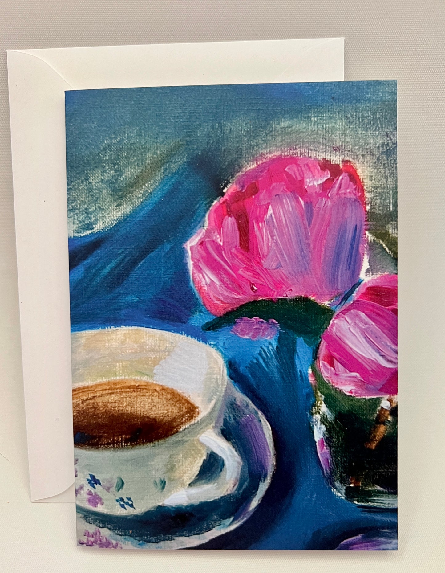 Tea Cup and Roses Greeting card | Fine Art original Print