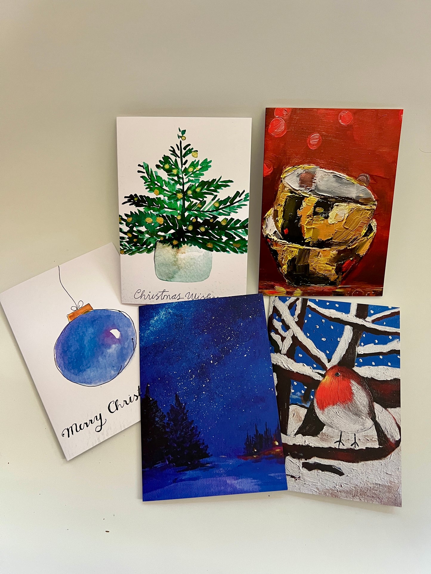 Golden Bowls Christmas Greeting card | Fine Art original Print