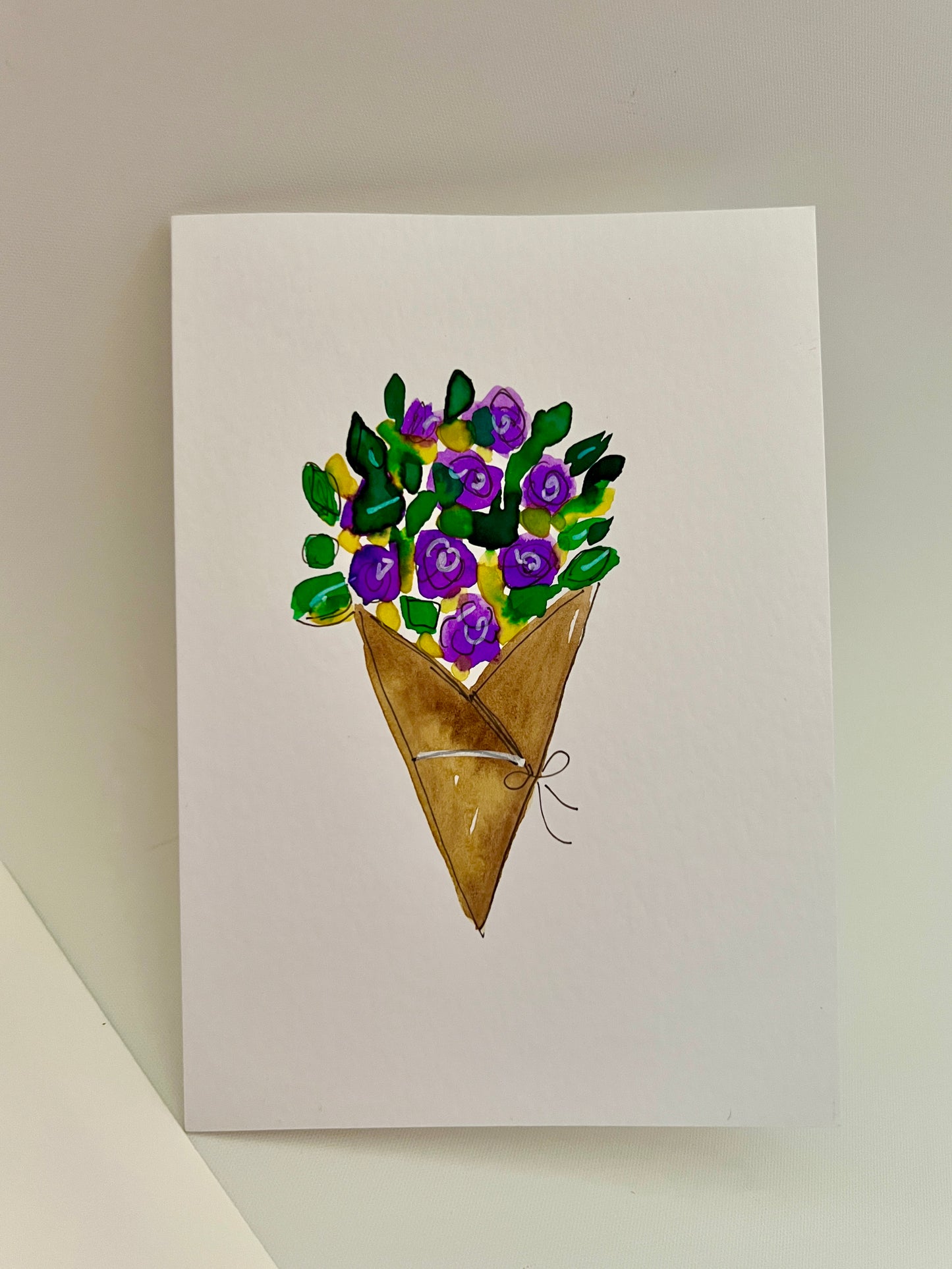 Flower Bouquet greeting card - Hand-painted A6