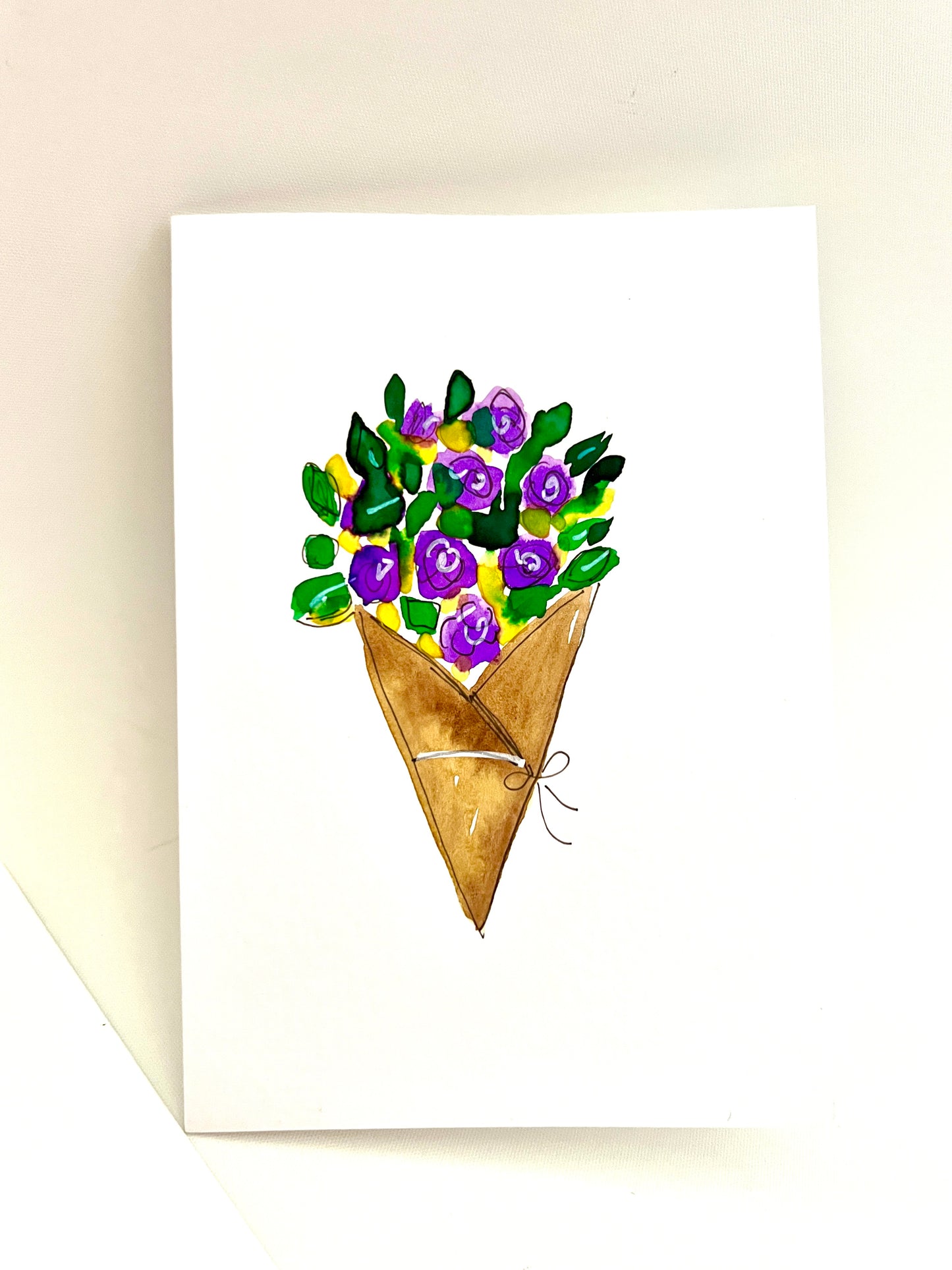 Flower Bouquet greeting card - Hand-painted A6