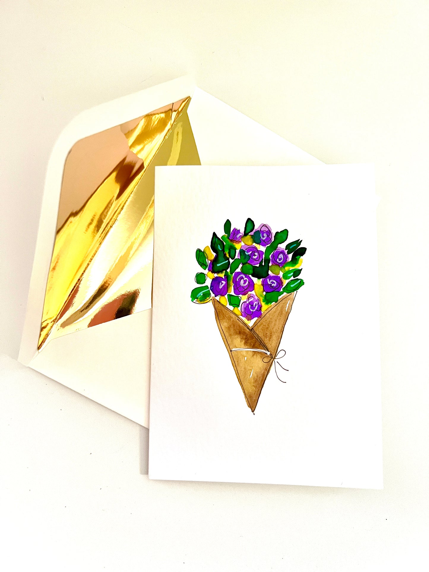 Flower Bouquet greeting card - Hand-painted A6