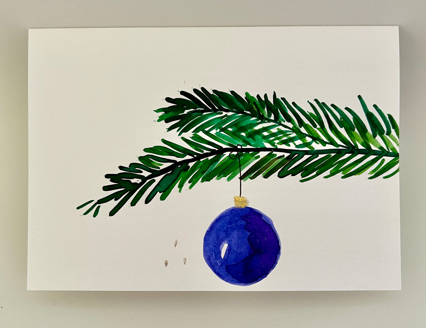 Hand-Painted Christmas Bauble on Tree