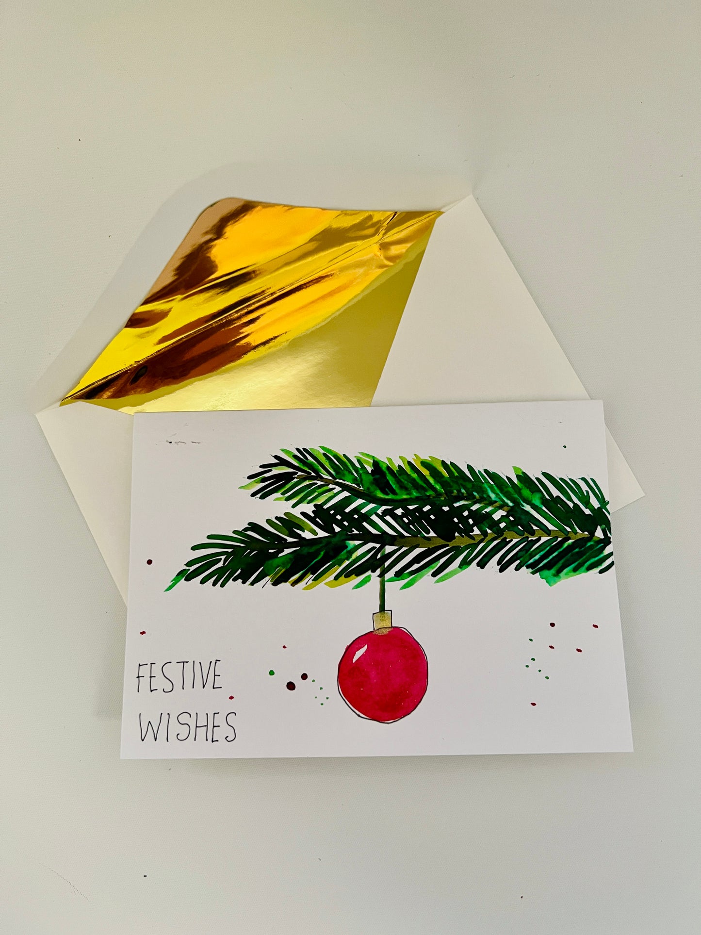 Hand-Painted Christmas Bauble on Tree