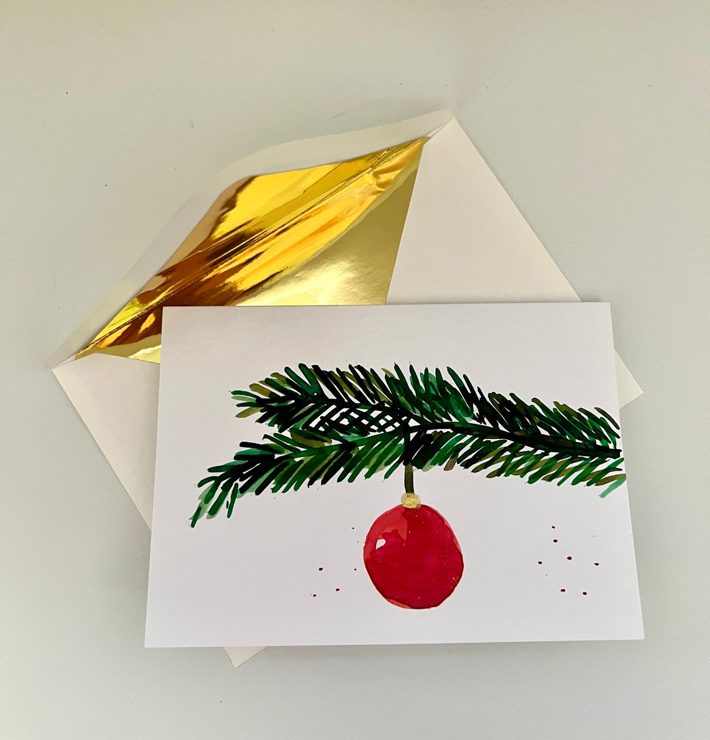 Hand-Painted Christmas Bauble on Tree