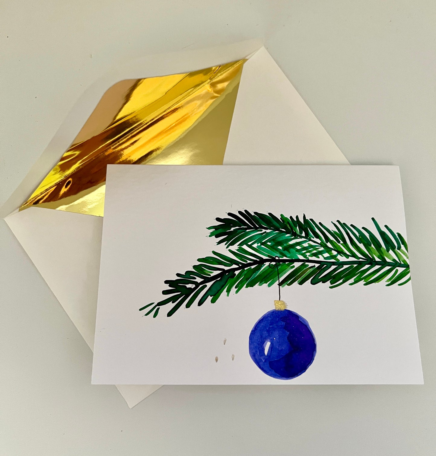 Hand-Painted Christmas Bauble on Tree