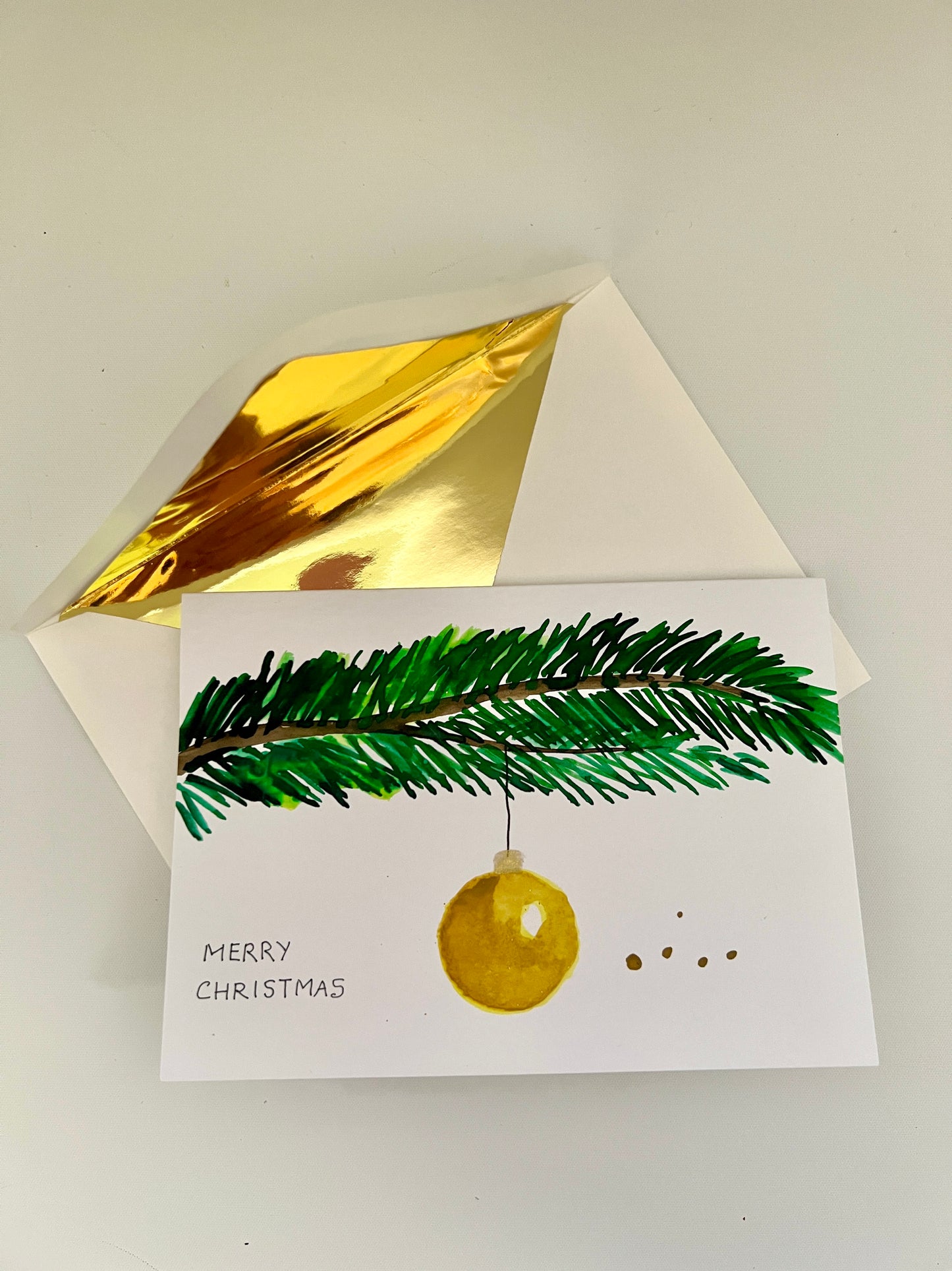 Hand-Painted Christmas Bauble on Tree