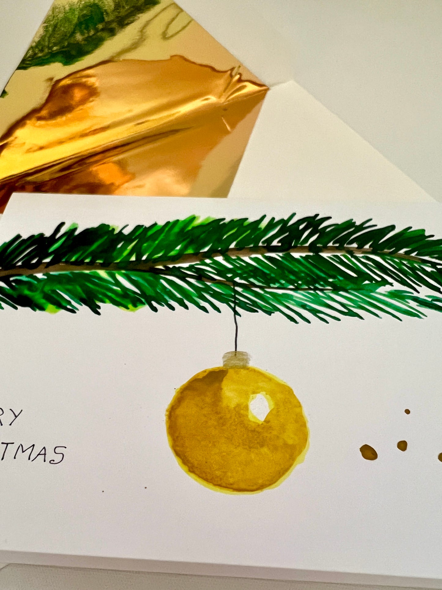 Hand-Painted Christmas Bauble on Tree