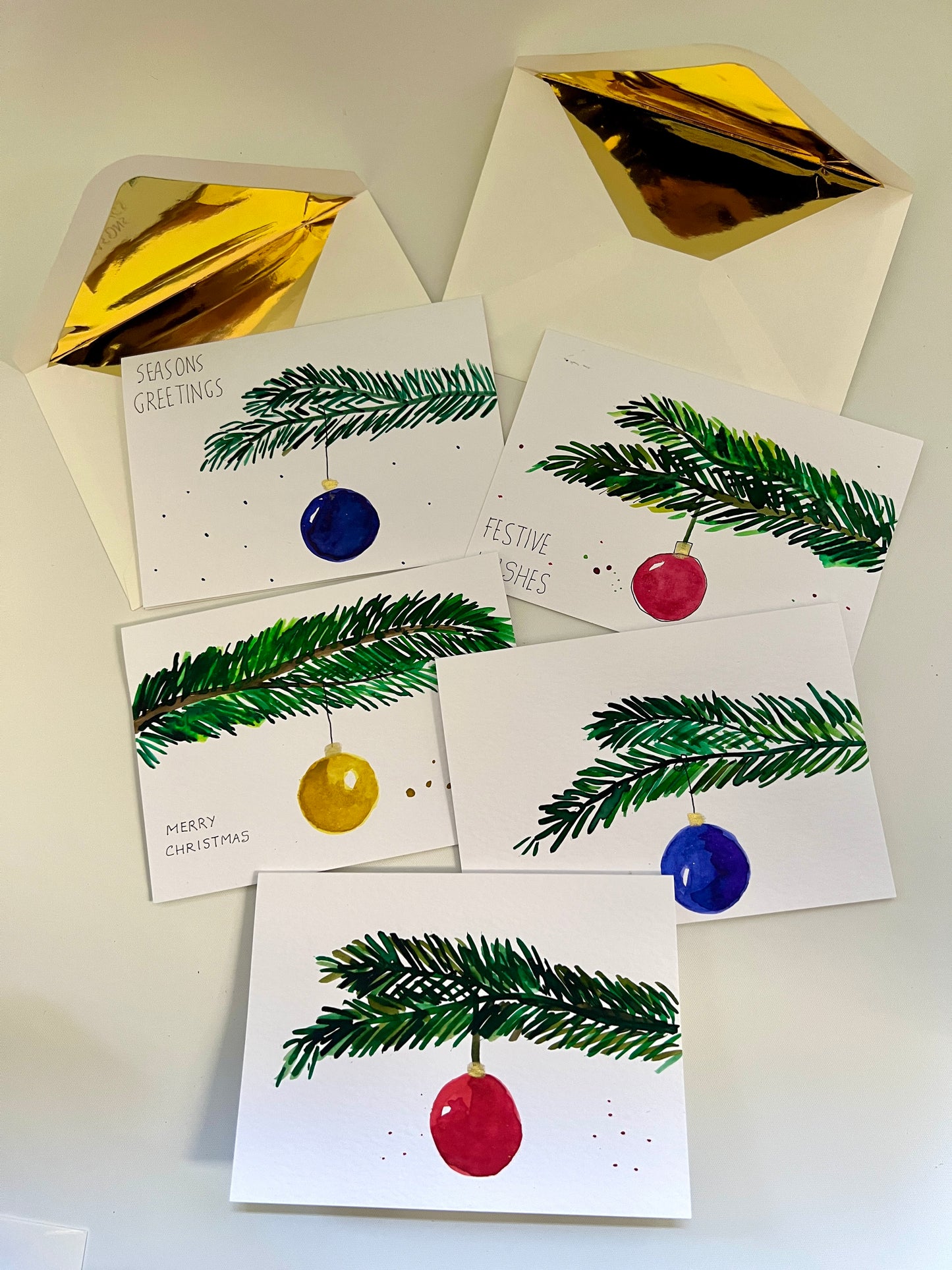 Hand-Painted Christmas Bauble on Tree