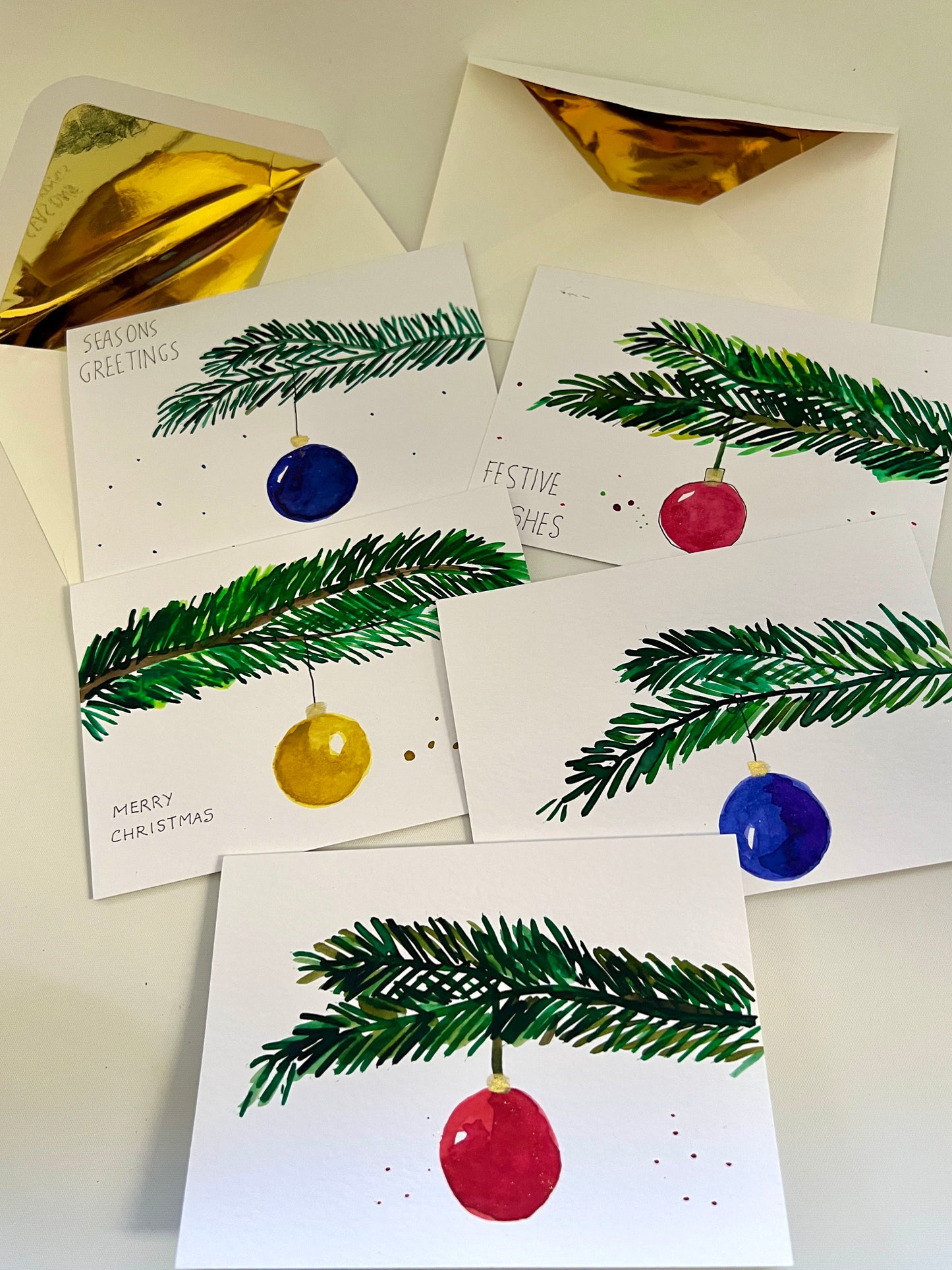 Hand-Painted Christmas Bauble on Tree