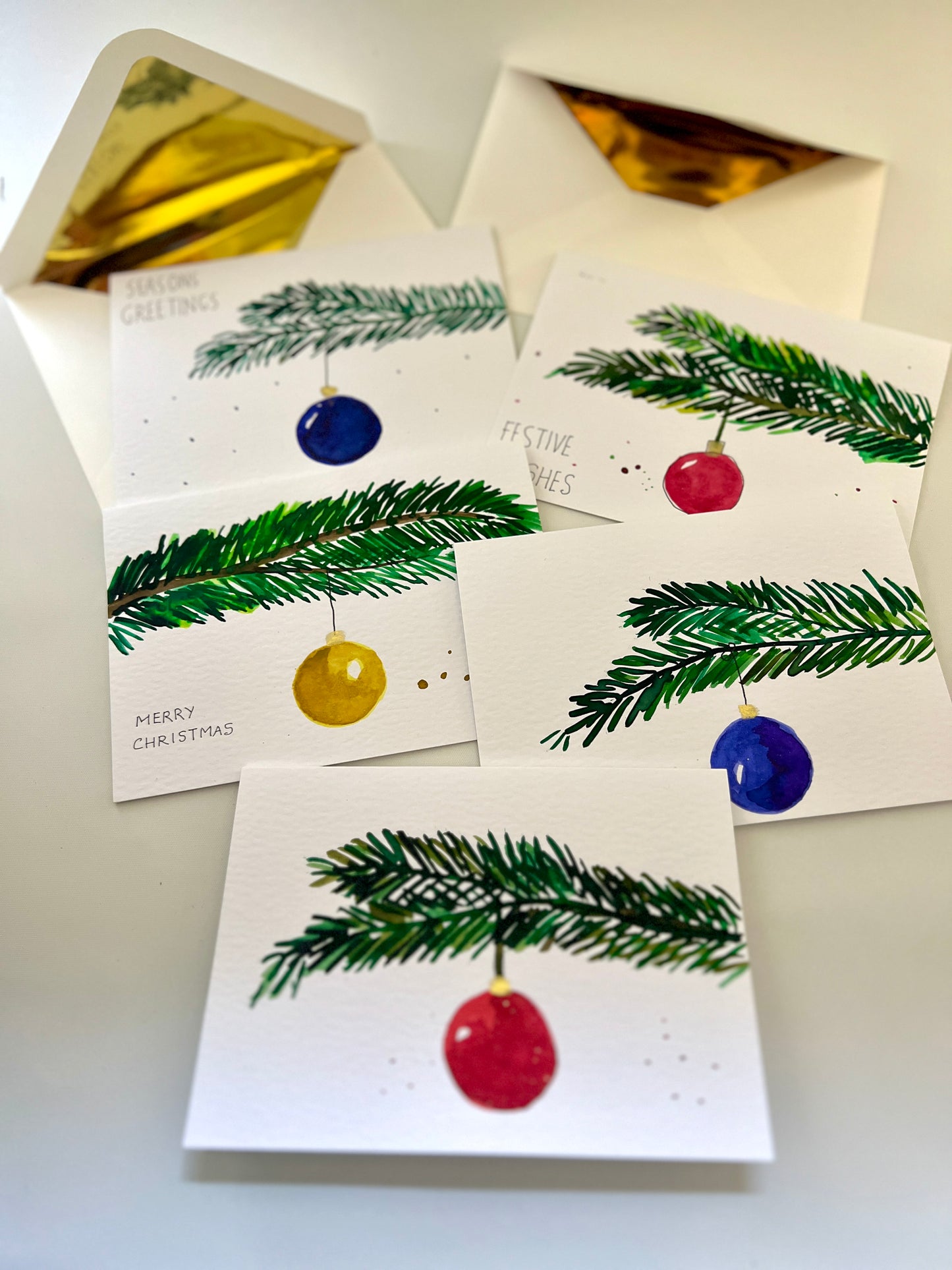 Hand-Painted Christmas Bauble on Tree