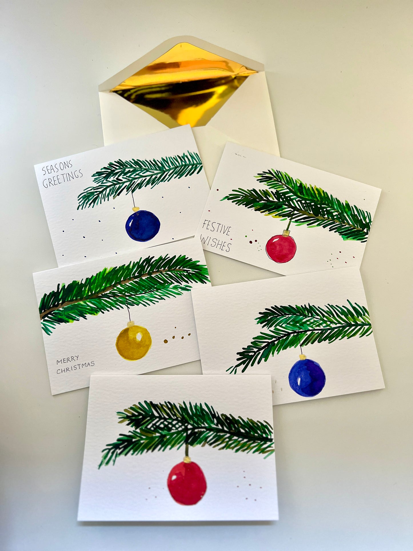 Hand-Painted Christmas Bauble on Tree