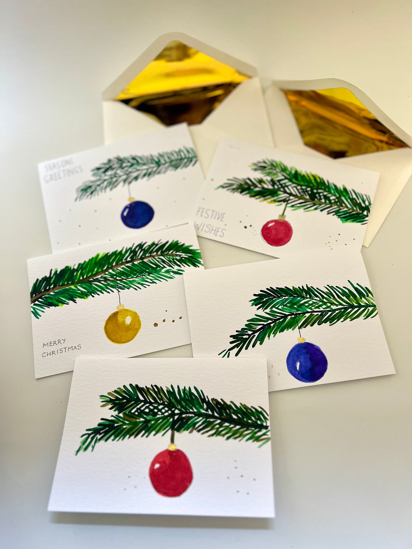 Hand-Painted Christmas Bauble on Tree