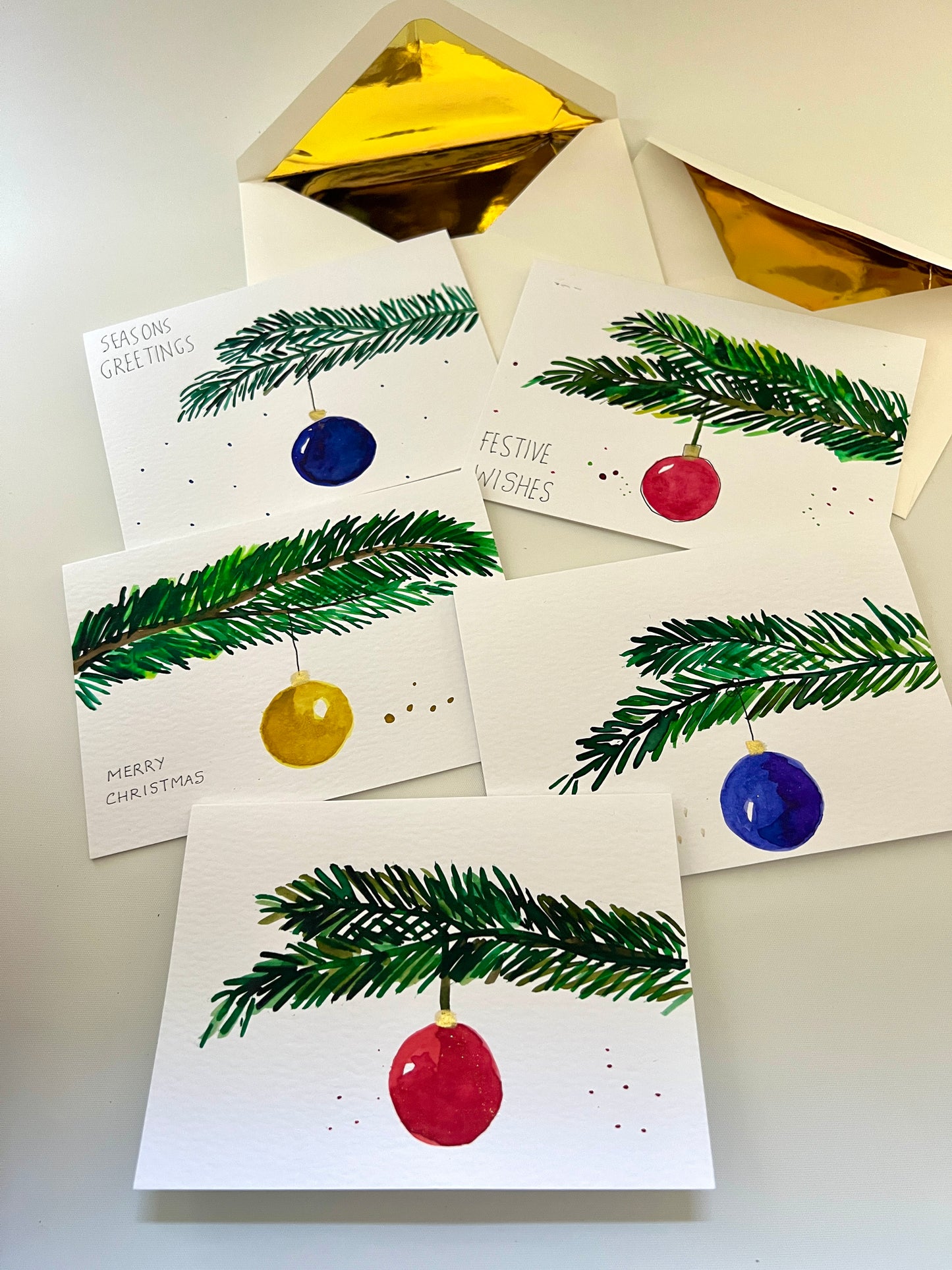 Hand-Painted Christmas Bauble on Tree