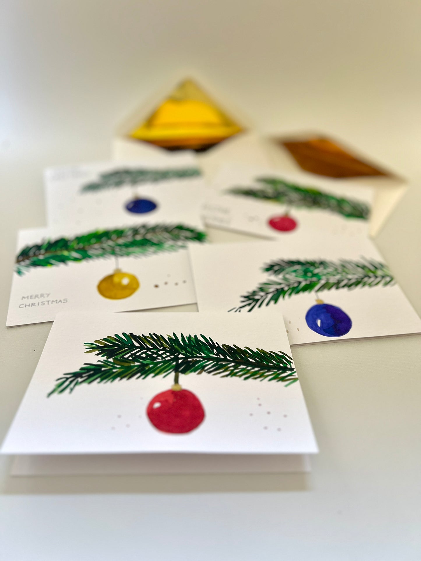 Hand-Painted Christmas Bauble on Tree