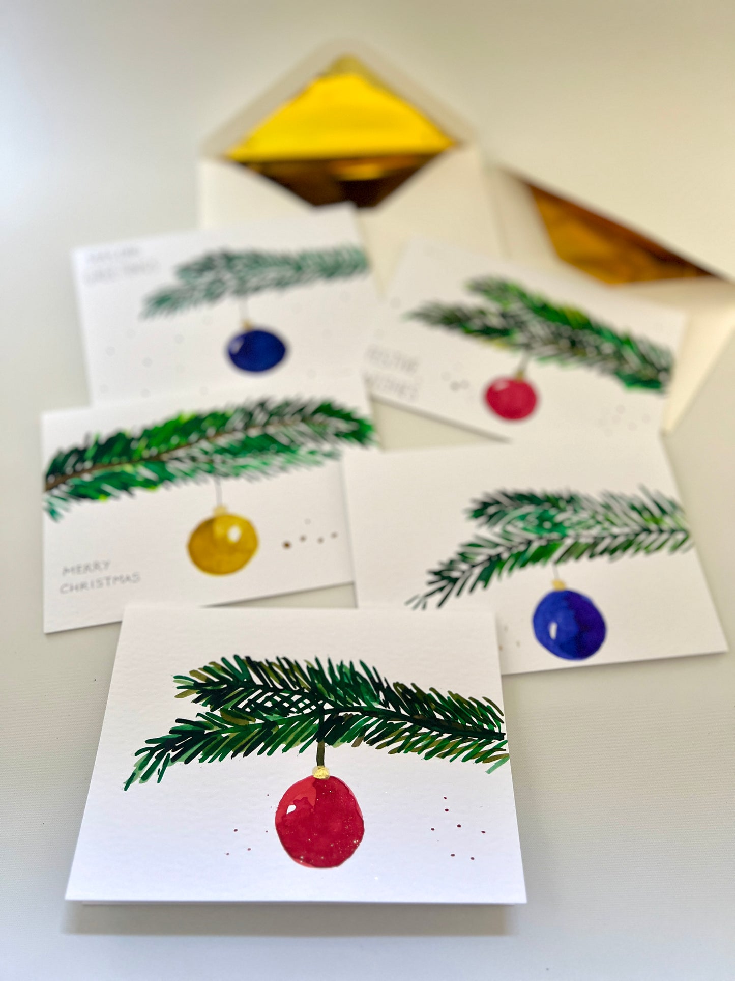 Hand-Painted Christmas Bauble on Tree