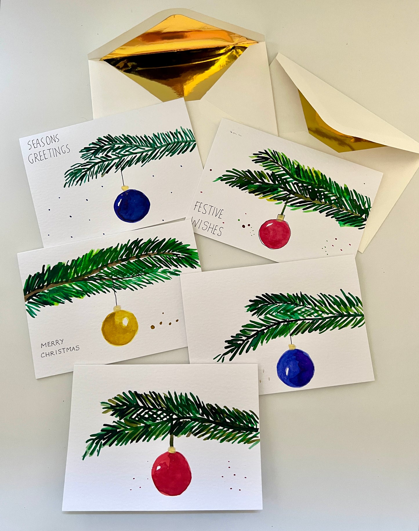 Hand-Painted Christmas Bauble on Tree