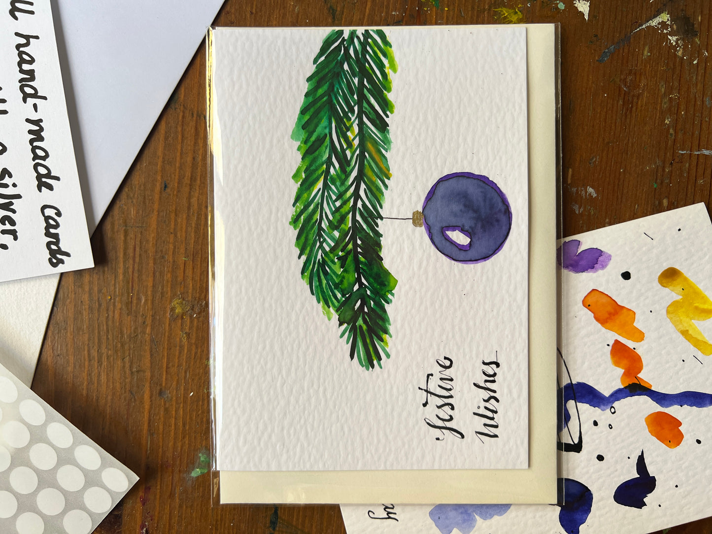 Hand-Painted Christmas Bauble on Tree