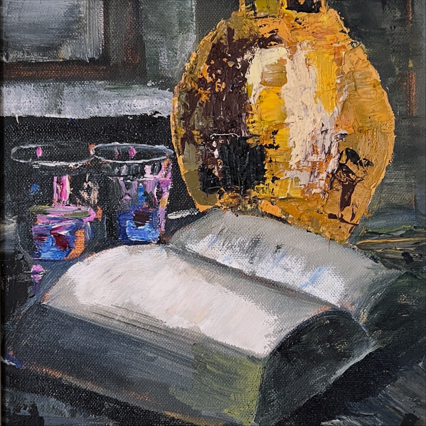 Open book oil painting | Still life