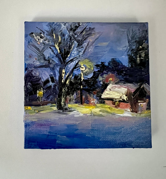 Mini Oil Painting - Winter night