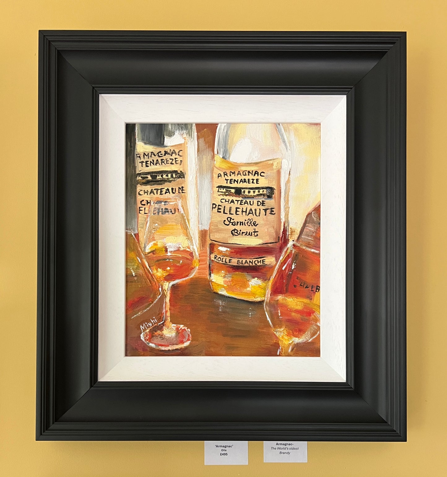 Armagnac Still Life Oil Painting: Amber Hues, Post-Impressionist Art (30x25 cm)