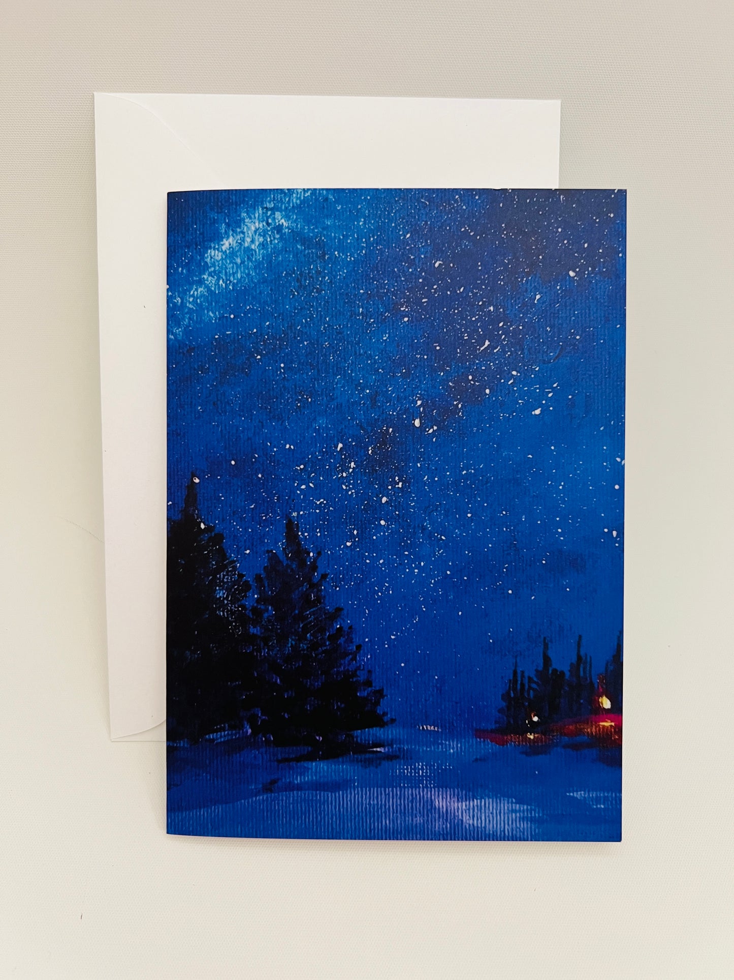 Snowy Night Christmas Greeting card | Fine Art original Print