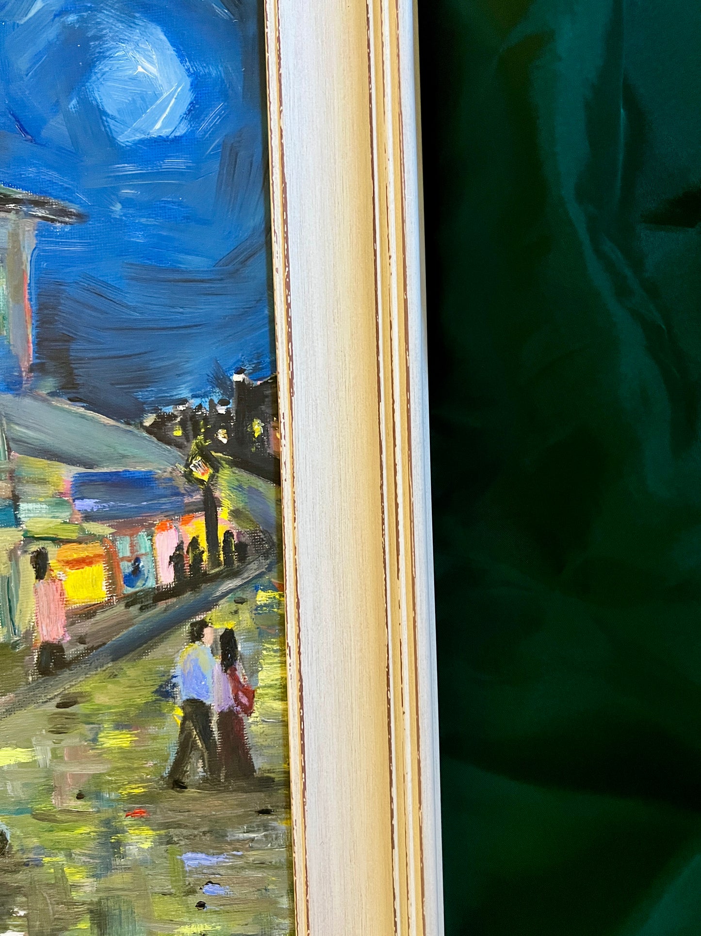 'Walking the Dog in the rain' | Framed Oil painting