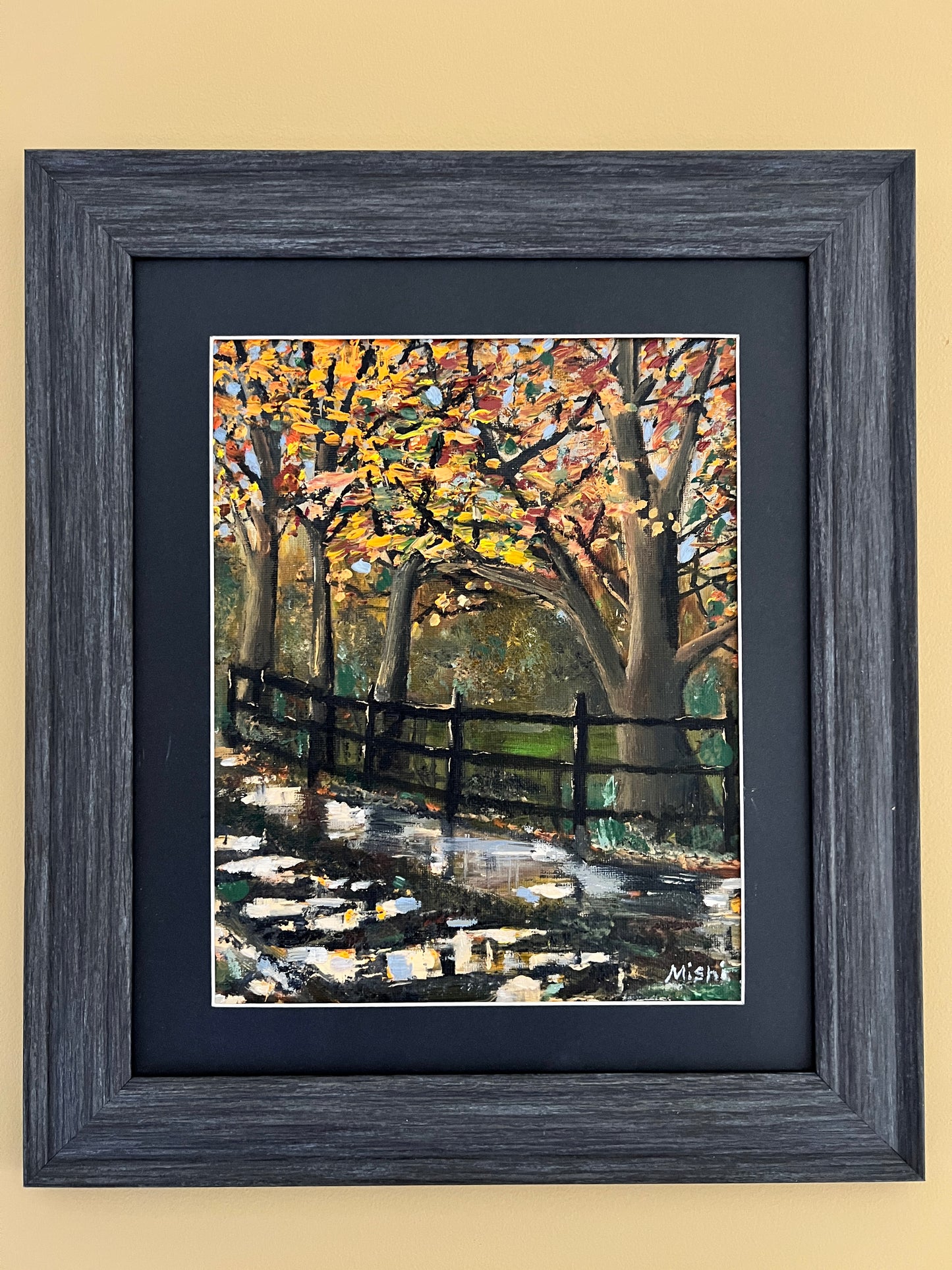 Golden leaves in Autumn- Oil on board
