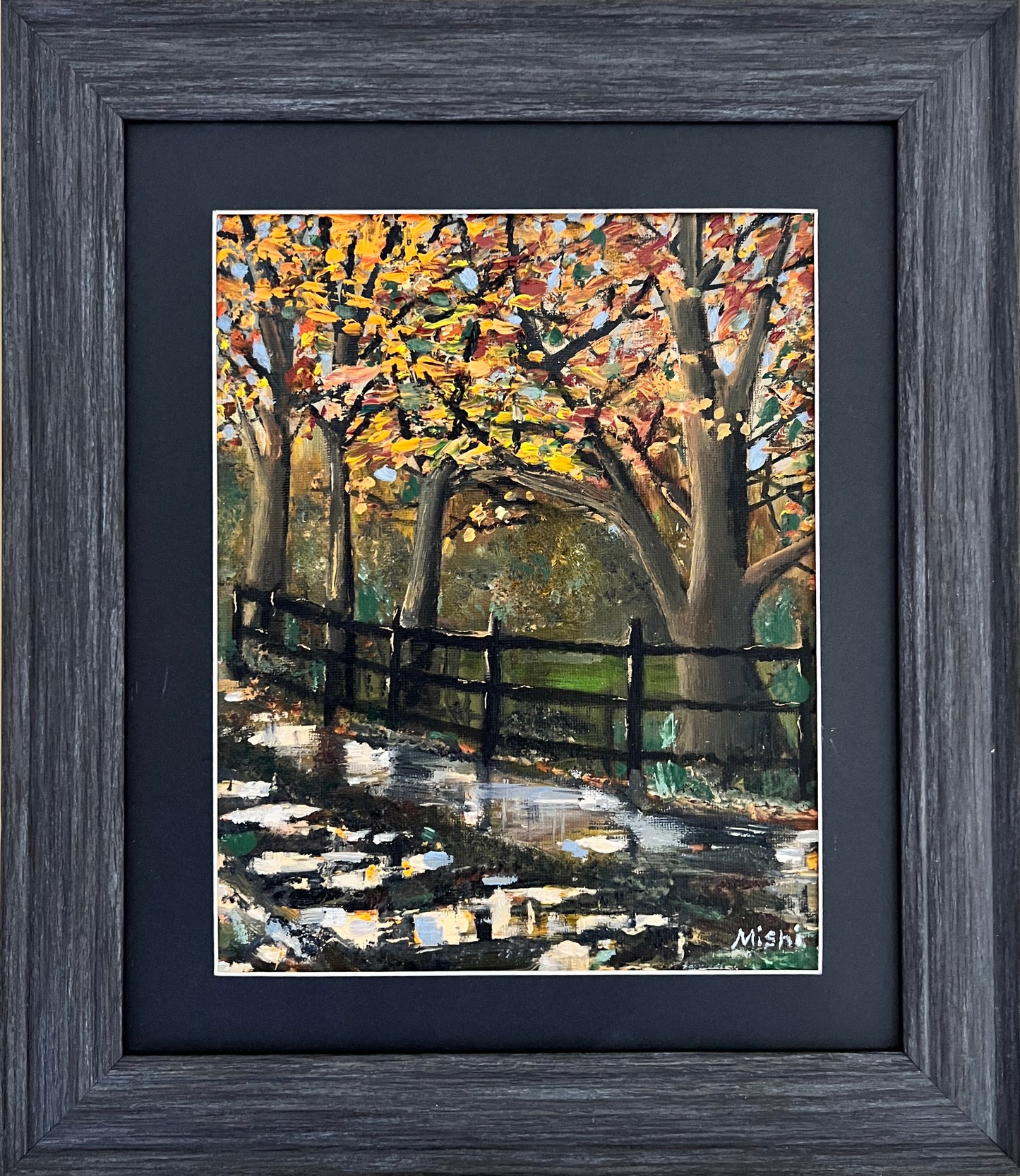 Golden leaves in Autumn- Oil on board