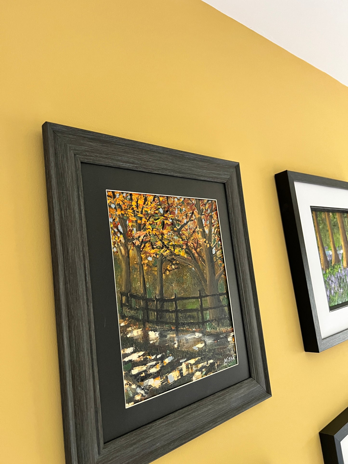 Golden leaves in Autumn- Oil on board