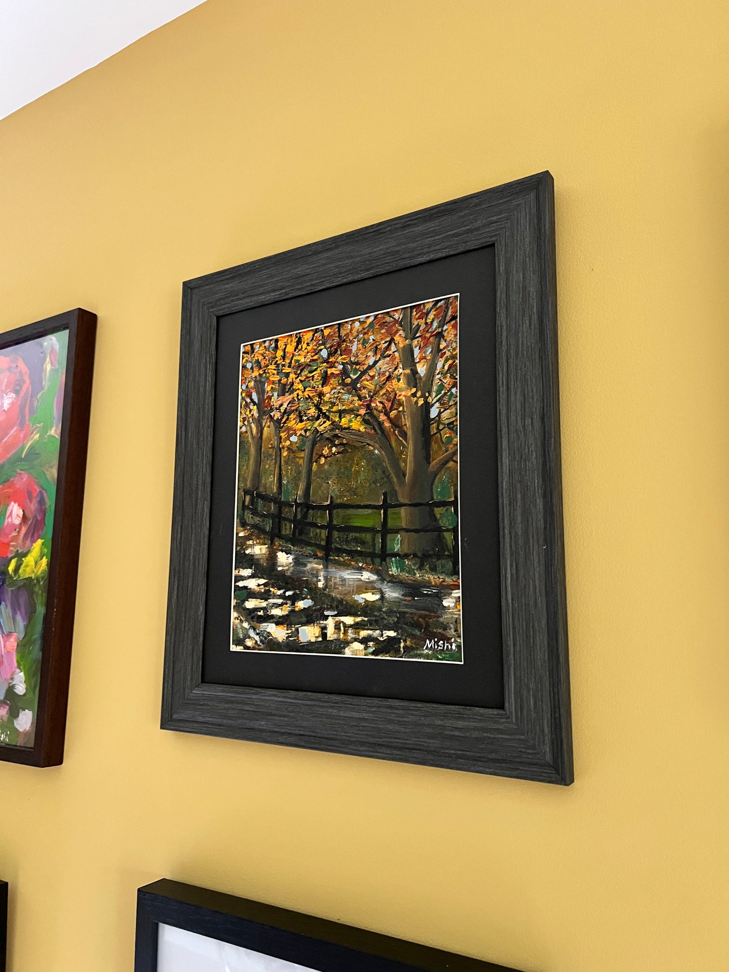 Golden leaves in Autumn- Oil on board