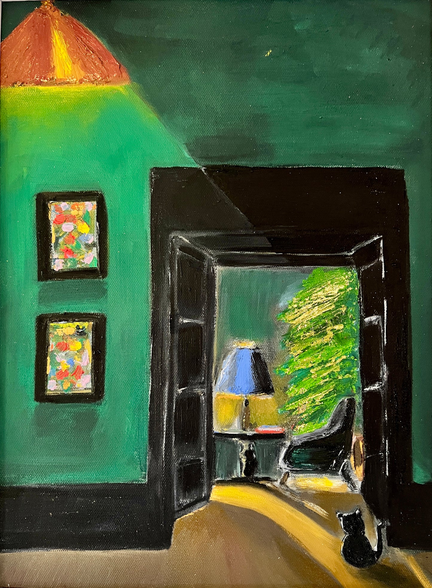 Cat and the tree Oil Painting | Beautifully framed