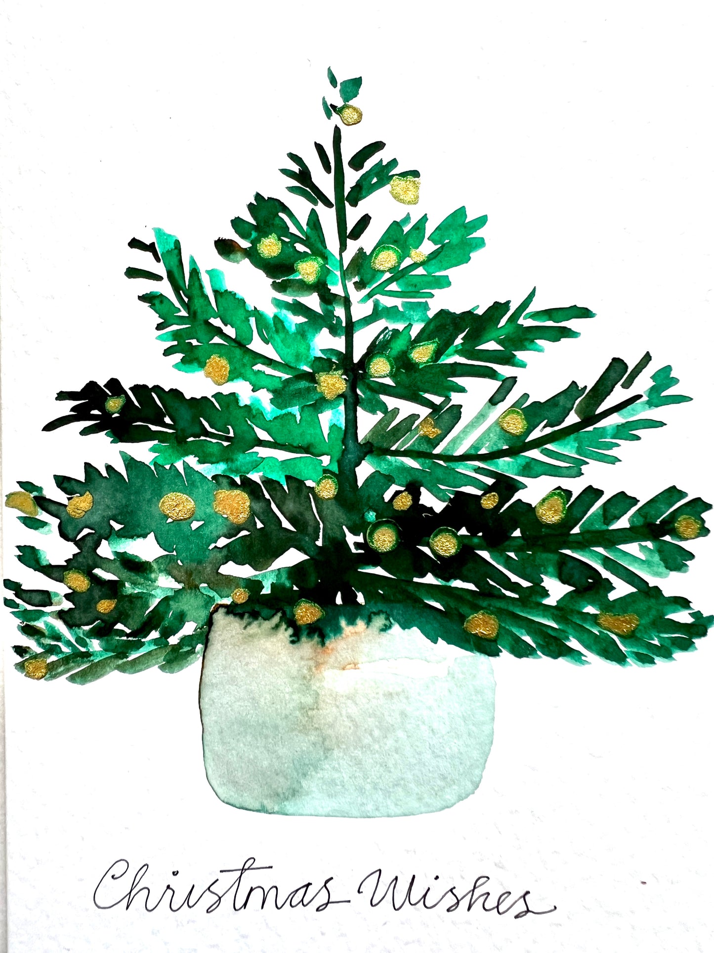 Christmas Tree Hand-painted card