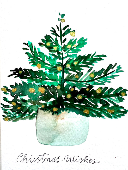 Christmas Tree Hand-painted card