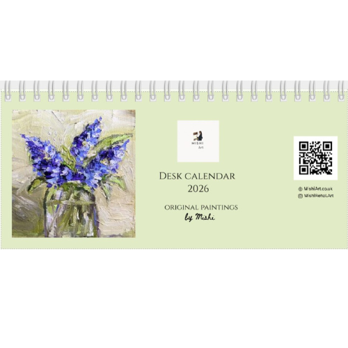 Desk Calendar 2026 | Original Art Desk Calendar | Oil & Watercolour Paintings | Artist Illustrated | Original Paintings | Important dates and festivals