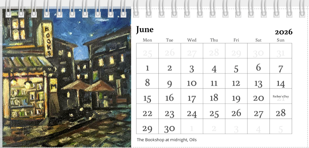 Desk Calendar 2026 | Original Art Desk Calendar | Oil & Watercolour Paintings | Artist Illustrated | Original Paintings | Important dates and festivals