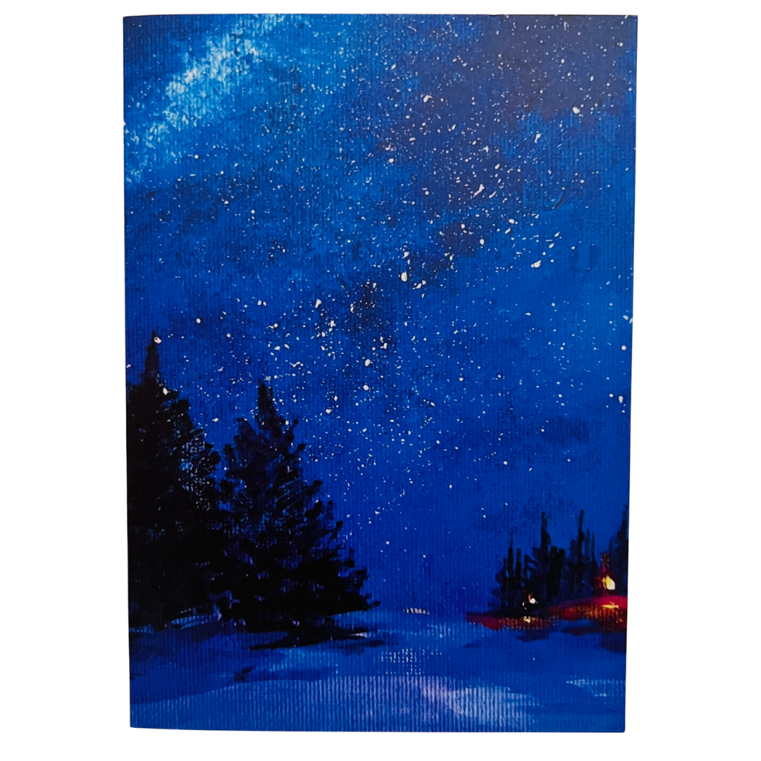 Snowy Night Christmas Greeting card | Fine Art original Print
