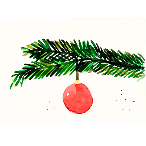 Hand-Painted Christmas Bauble - Red