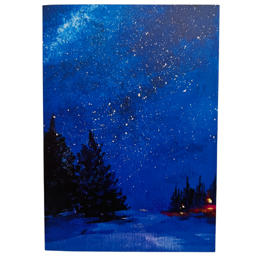 Snowy Night Christmas Greeting card | Fine Art original Print