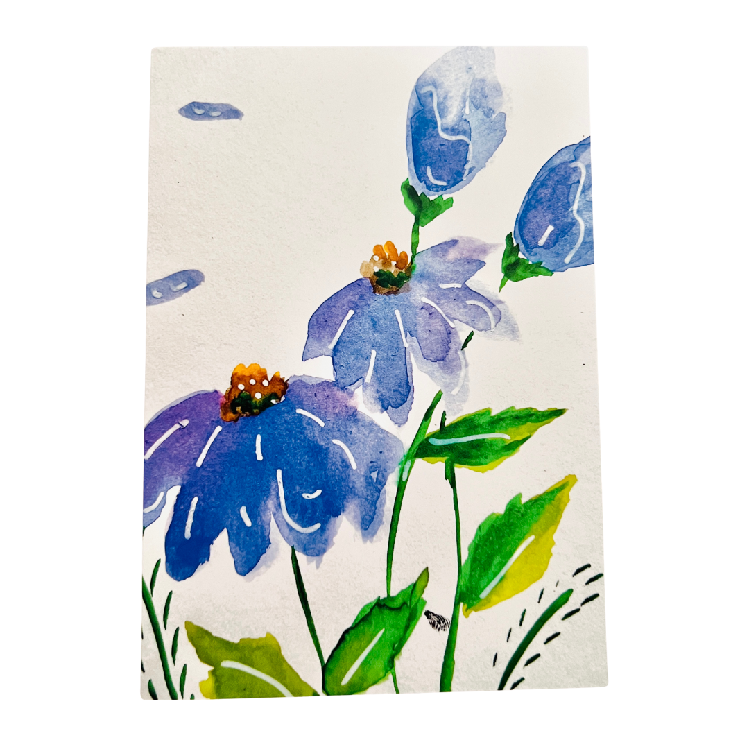 Blue Flowers Greeting card | Fine Art original Print