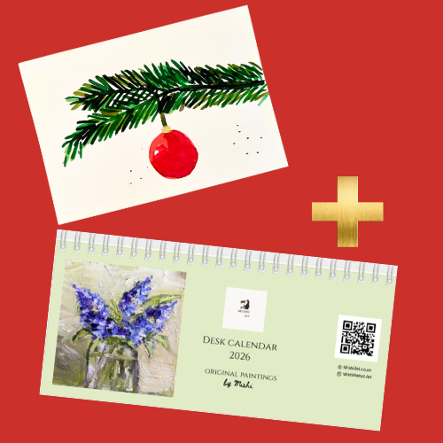 Hand painted Christmas cards + Desk Calendar