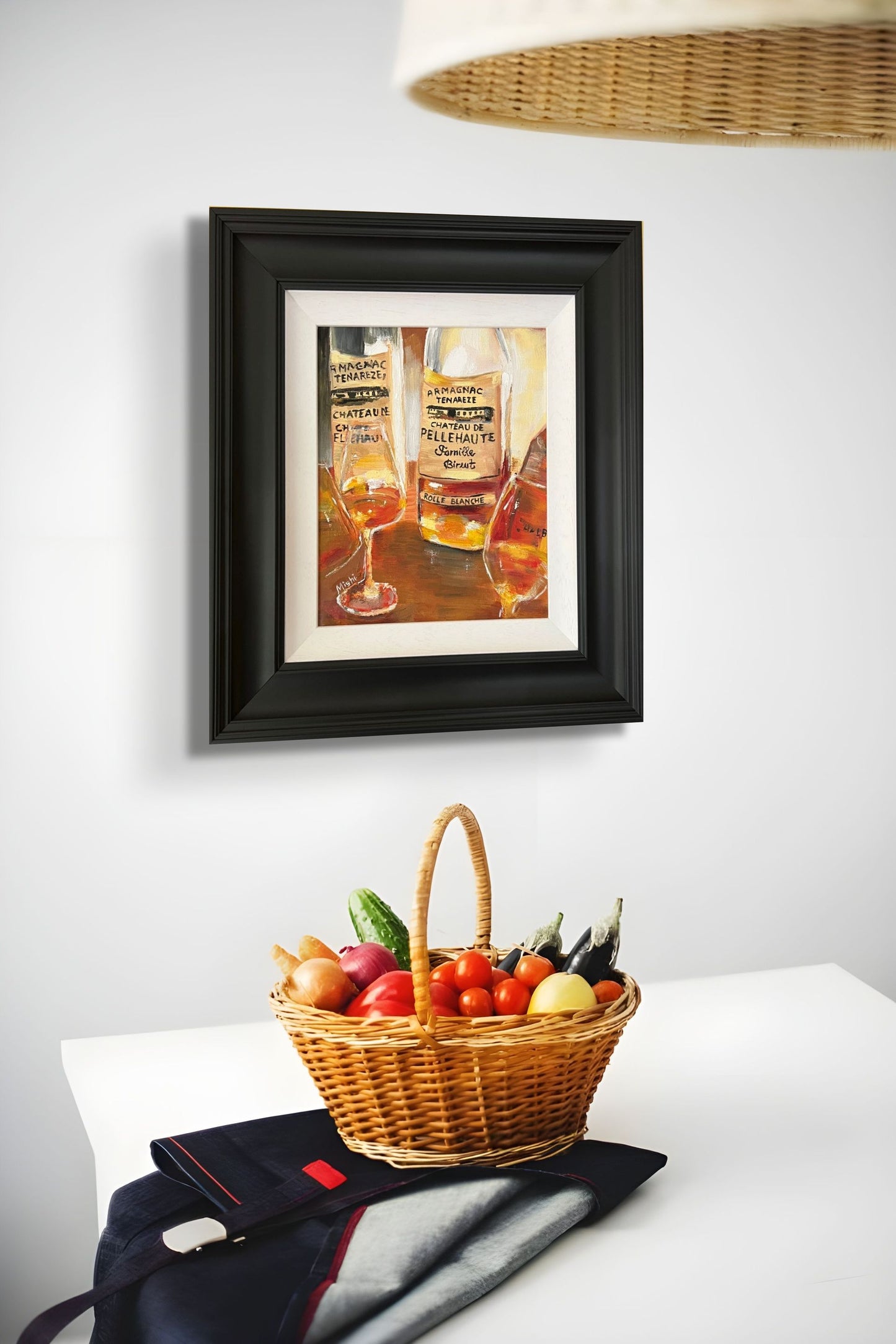 Armagnac Still Life Oil Painting: Amber Hues, Post-Impressionist Art (30x25 cm)